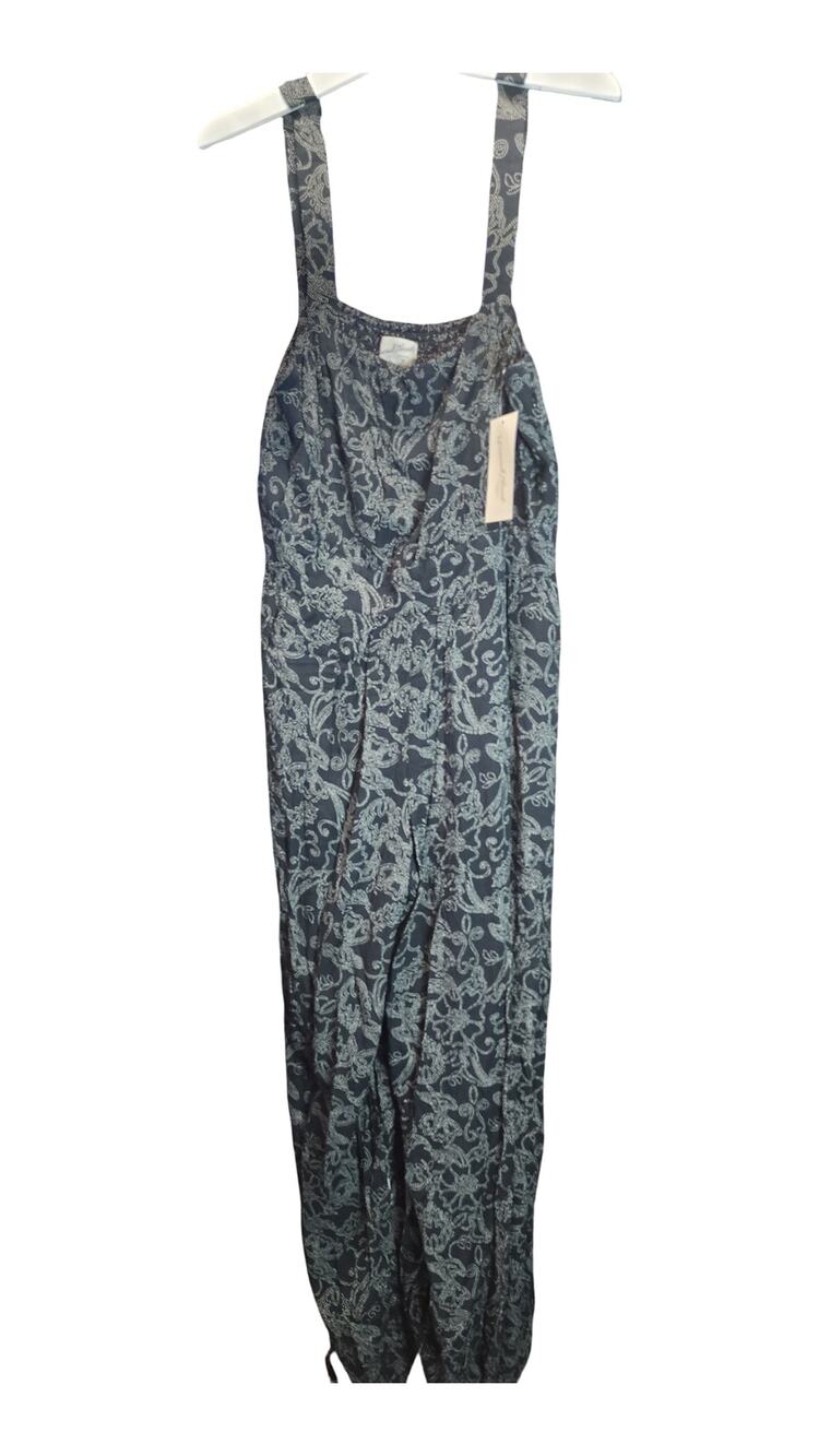 Universal Thread Black Paisley Floral Square Neck Boho Jumpsuit Size Small NWT